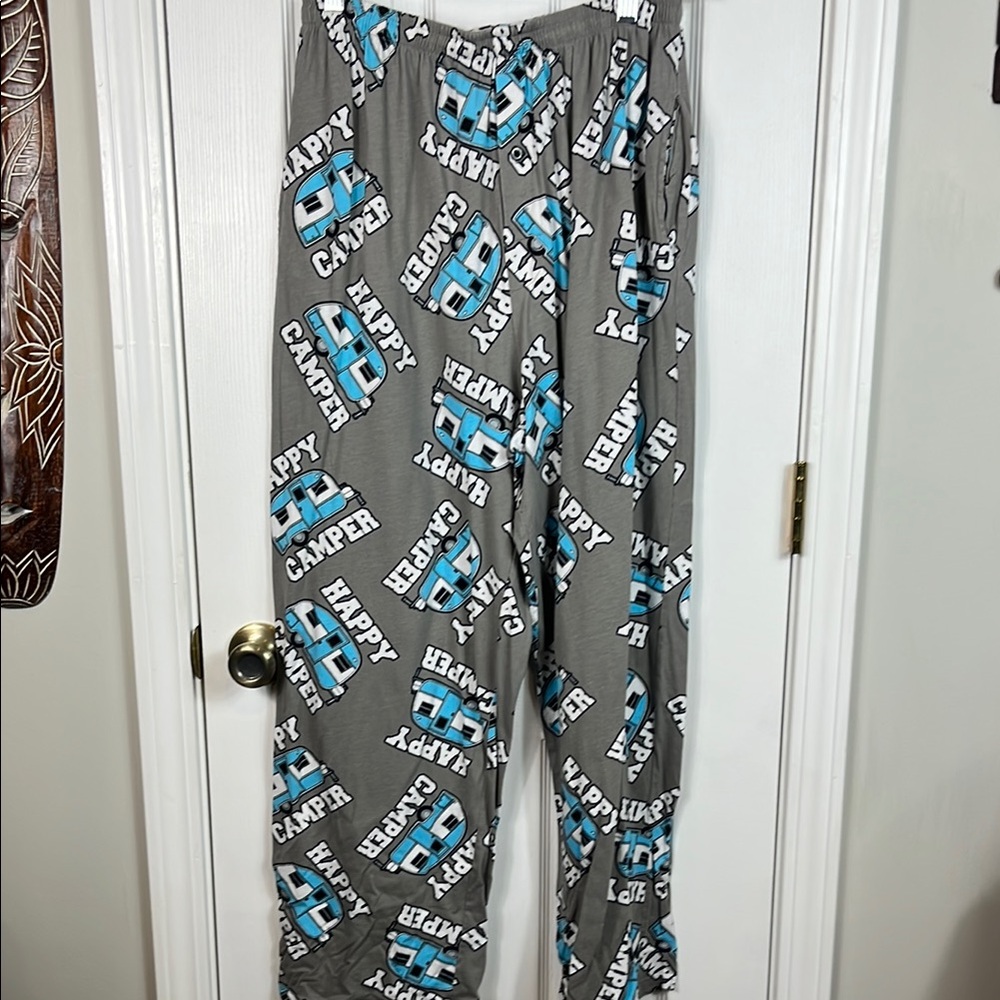 Fun Boxers loungewear Happy Camper pj pants size large. Pockets, elastic waist